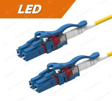 Kabel Optik Dupleks Mod Tunggal OS2 LC ke LC LSZH dengan LED Penjejakan Diri 1M